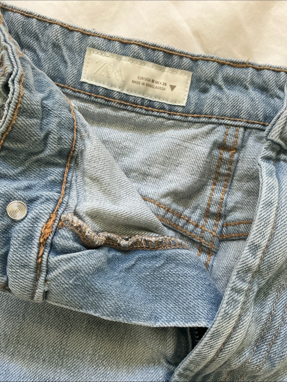 Zara Light Blue Distressed Denim Mini Skirt - Picture 2 of 2